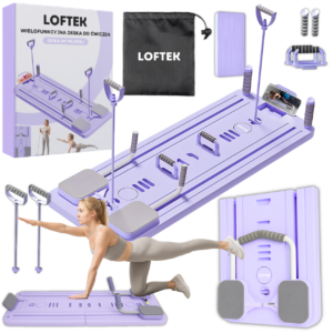 Wielofunkcyjna Deska do Pilatesu 12w1 PilatesGO Fioletowa - Domowy Reformer